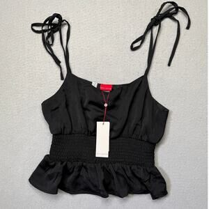Red Carter Hammered Satin Coverup Cropped Cami Black Small $98